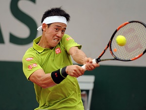 27 March 2016: Kei Nishikori (JPN) in action at the French Open, Stade Roland Garros, Paris, France (Photo by Cynthia Lum/Icon Sportswire)