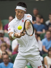 June 30, 2016 Kei Nishikori (JPN) in action during The Championships, Wimbledon, played at the AELTC, London, England