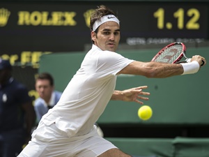 July 04, 2016 Roger Federer (SUI) in action during The Championships, Wimbledon, played at the AELTC, London, England
