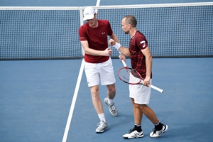 August 31, 2016 - Jamie Murray and Bruno Soares in action against Gastao Elias and Joao Sousa during the 2016 US Open at the USTA Billie Jean King National Tennis Center in Flushing, NY.
